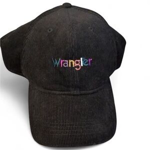 Wrangler Black Corduroy Cap with Multicolor Embroidered Logo